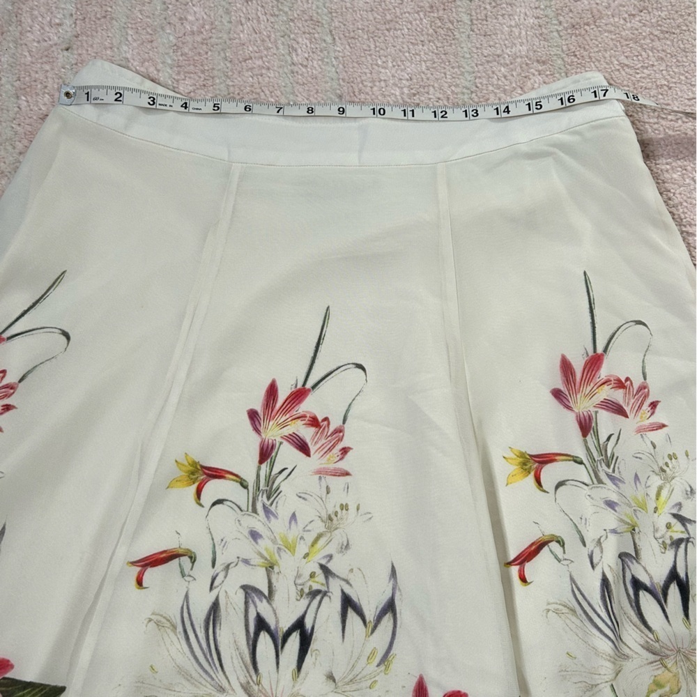 Soft Surroundings Cream Floral A-Line Skirt Spring Floral Lily Print Size Large - Picture 3 of 12